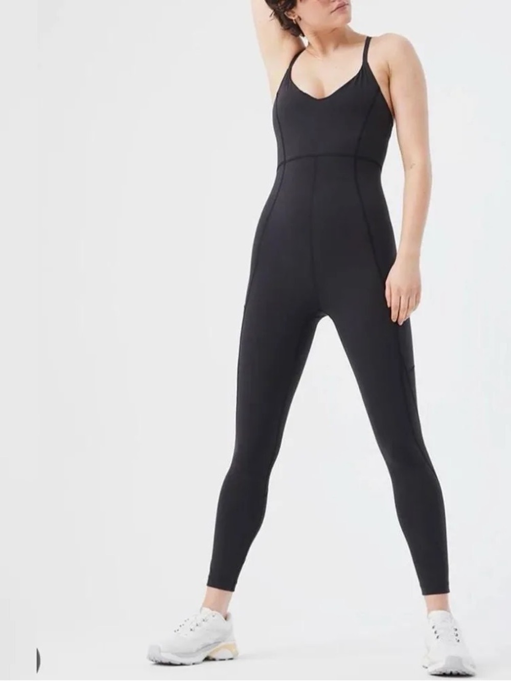 Outdoor Voices Zoom  Black Sculpting Full-Length Jumpsuit